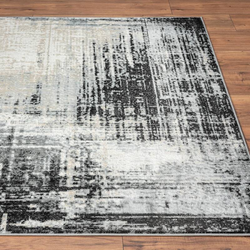 Luxe Weavers Modern Crosshatch Pattern Distressed Abstract Area Rug Carpet