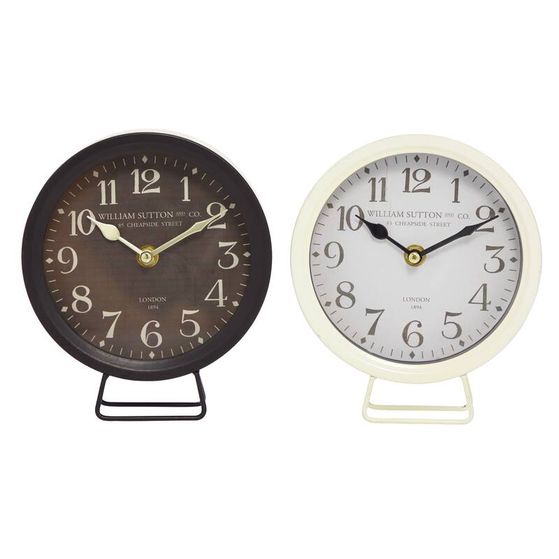 Black Metal Decorative Clock (Set of 2) - 6 x 2 x 7 Round