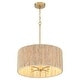 preview thumbnail 9 of 9, Jillian 4-Light Rattan Drum Chandelier Light with Brass Canopy - 18'' W