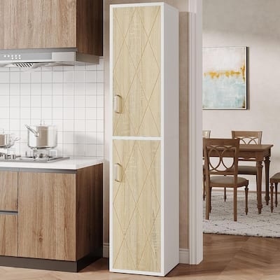 75 Inches Wall Wood Storage Cabinet with 2 Doors and 6 Shelves