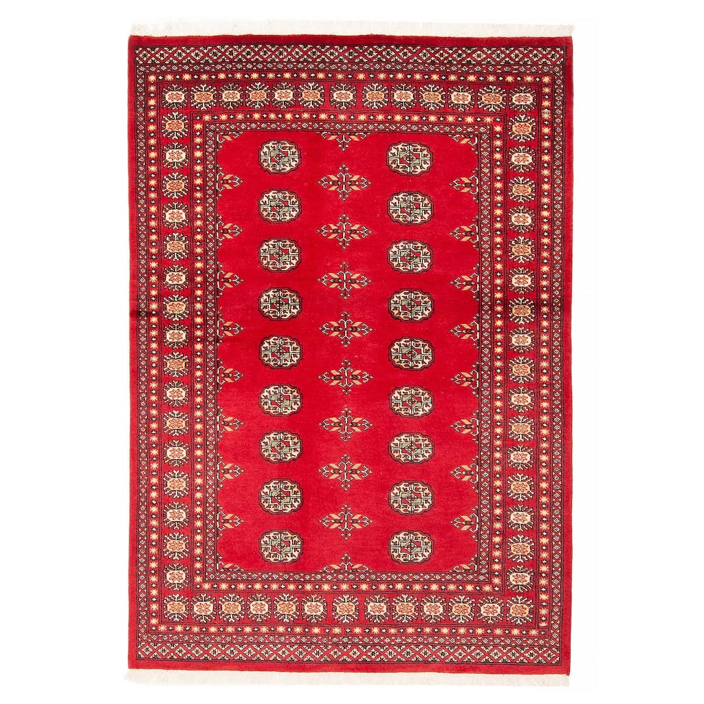ECARPETGALLERY Hand-knotted Peshawar Bokhara Red Wool Rug - 4'7 x 6'8