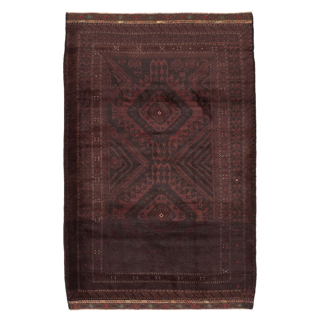 ECARPETGALLERY Hand-knotted Teimani Dark Burgundy Wool Rug - 3'11 x 6'3