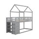 preview thumbnail 12 of 21, Twin over Twin House Bunk Bed With Shelves And Drawers