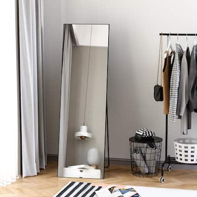HOMCOM Full Length Dressing Mirror for Bedroom and Living Room, Black - 19.75"x19"x62.5"