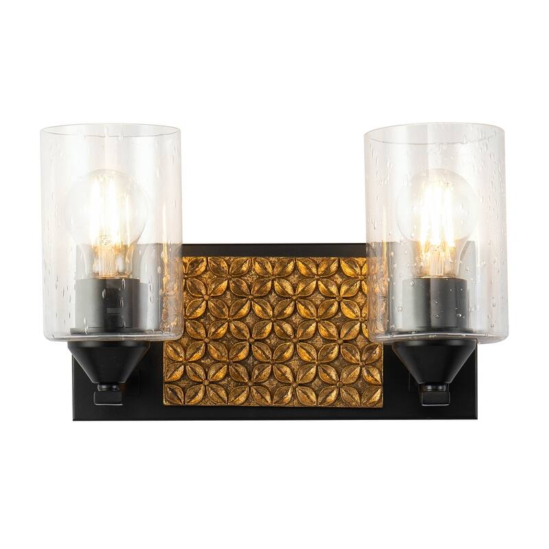 2 Light Bath Vanity Light in Black and Gold