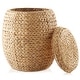 preview thumbnail 13 of 22, Round Water Hyacinth Storage BasketHamper with Lid Natural