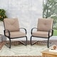 preview thumbnail 1 of 9, 2-Piece C-Spring Patio Metal Dining Chairs with Cushions beige