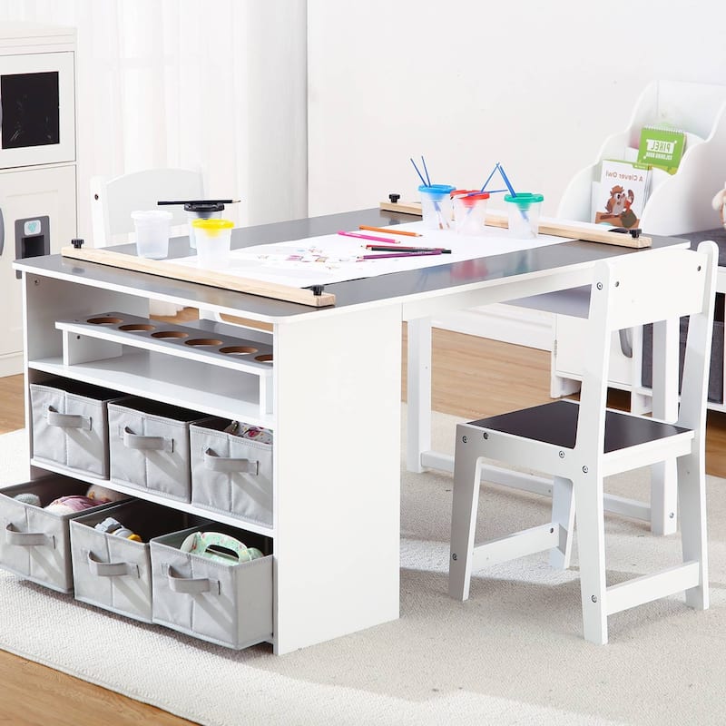 Kids Art Table and Drawing Desk with Large Storage