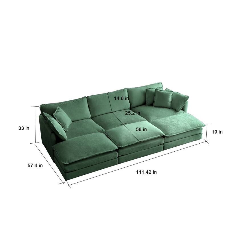 UShaped Modular Sectional Couch with Reversible Chaise 6 Seater