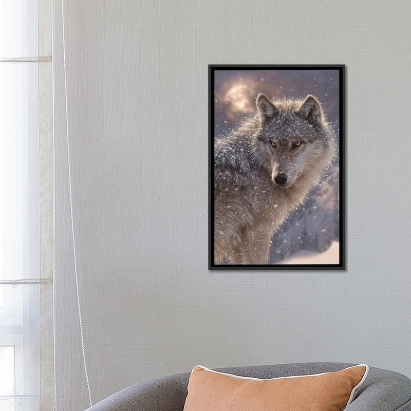 iCanvas "Lone Wolf, Vertical" by Collin Bogle Framed Canvas Print
