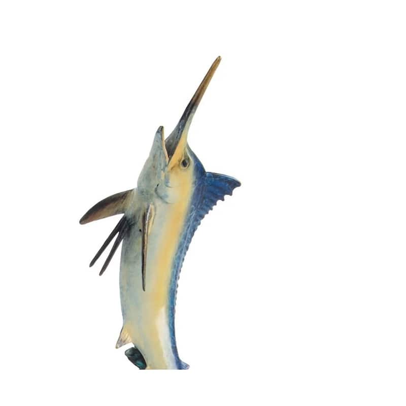 Spi Brass Excited Blue Marlin Statue - 12 X 6 X 5 inches