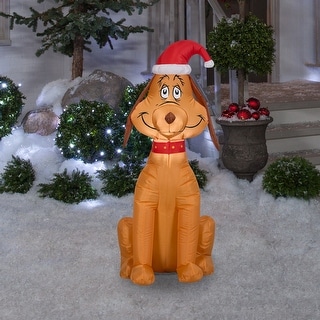 Gemmy Airblown Inflatable Max The Dog Grinch Wearing Santa Hat, 3.5 Ft ...