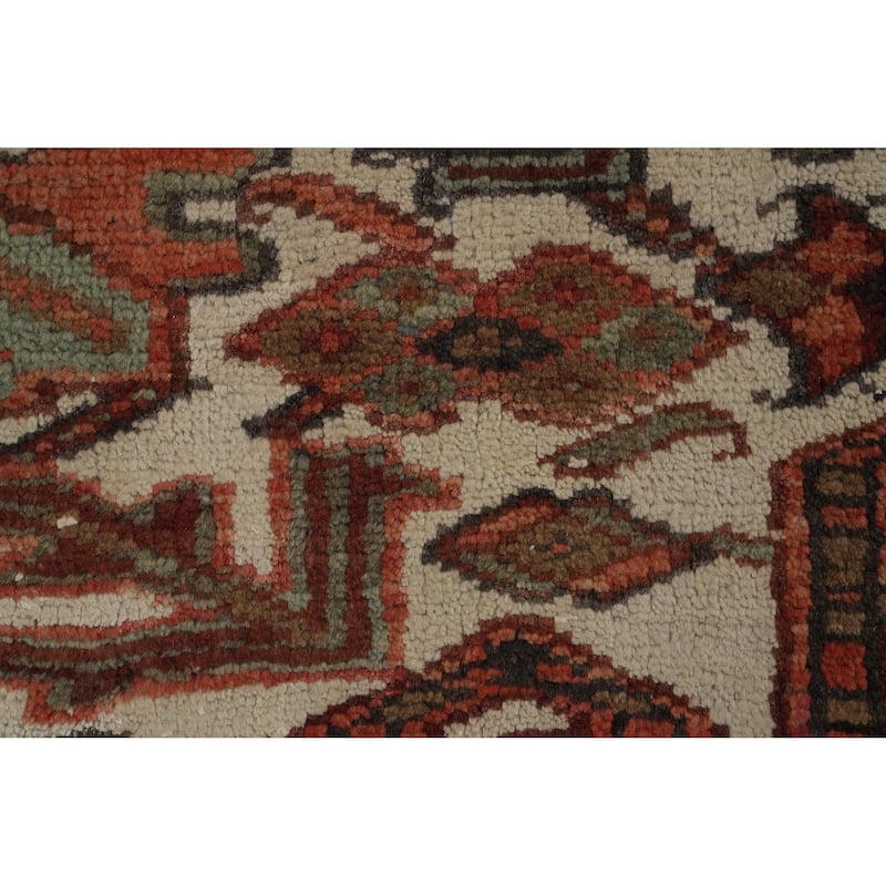 Hand Knotted Oriental 100% Wool Carpet Traditional Medallion Red Heriz Area Rug - 13' 1'' X 9' 6''