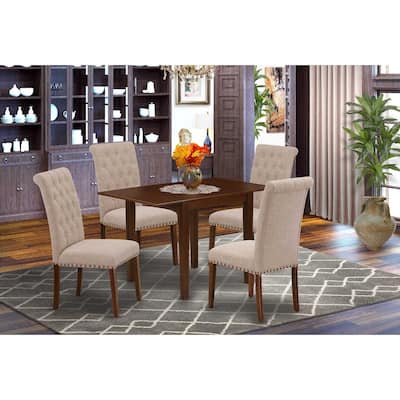 HomeStock 5-Pc Mahogany Finish Solid Wood Top - Dining Room Set - Seats 4