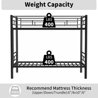 Bunk Bed Twin Over Twin Size with Ladder and high Guardrail, Able to Split, Metal Bunk Bed