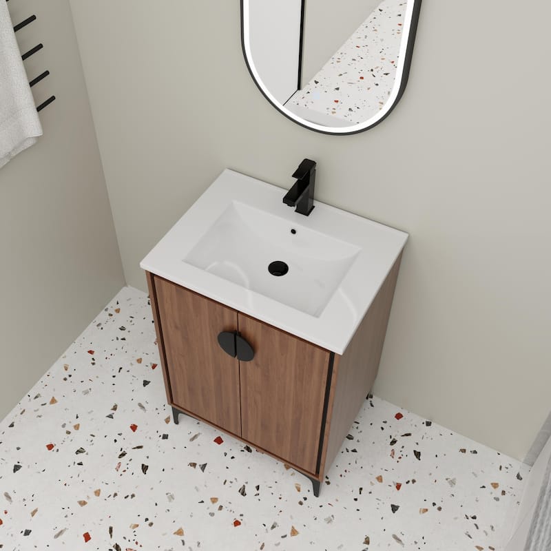 Beingnext 24"/30" Bathroom Vanity with Sink, Freestanding Bathroom Vanity with Soft Close Door and Adjustable Shelf