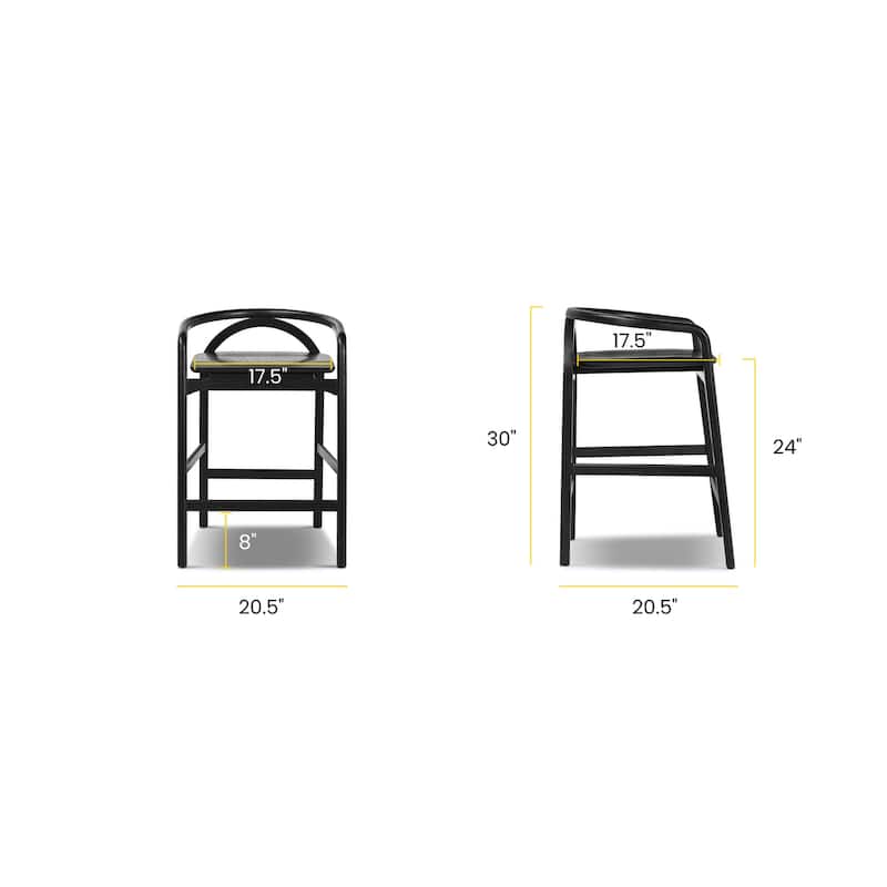 Poly & Bark Yokohama Counter Stool in Black - Solid Oak Wood