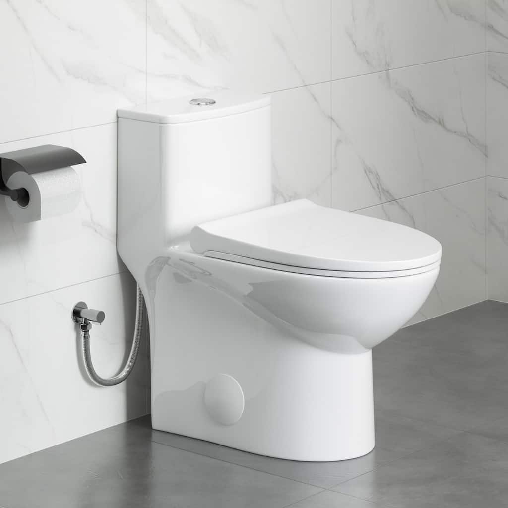 Eridanus Tucson Standard Compact One Piece Toilet, 12-inch Rough in, Crisp White, Seat Included