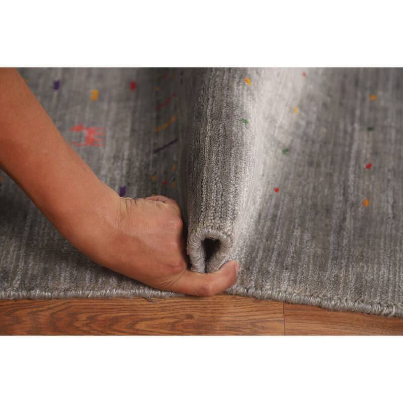Gabbeh Oriental Area Rug Handmade Living Room Silk Carpet - 8'1" x 9'8"