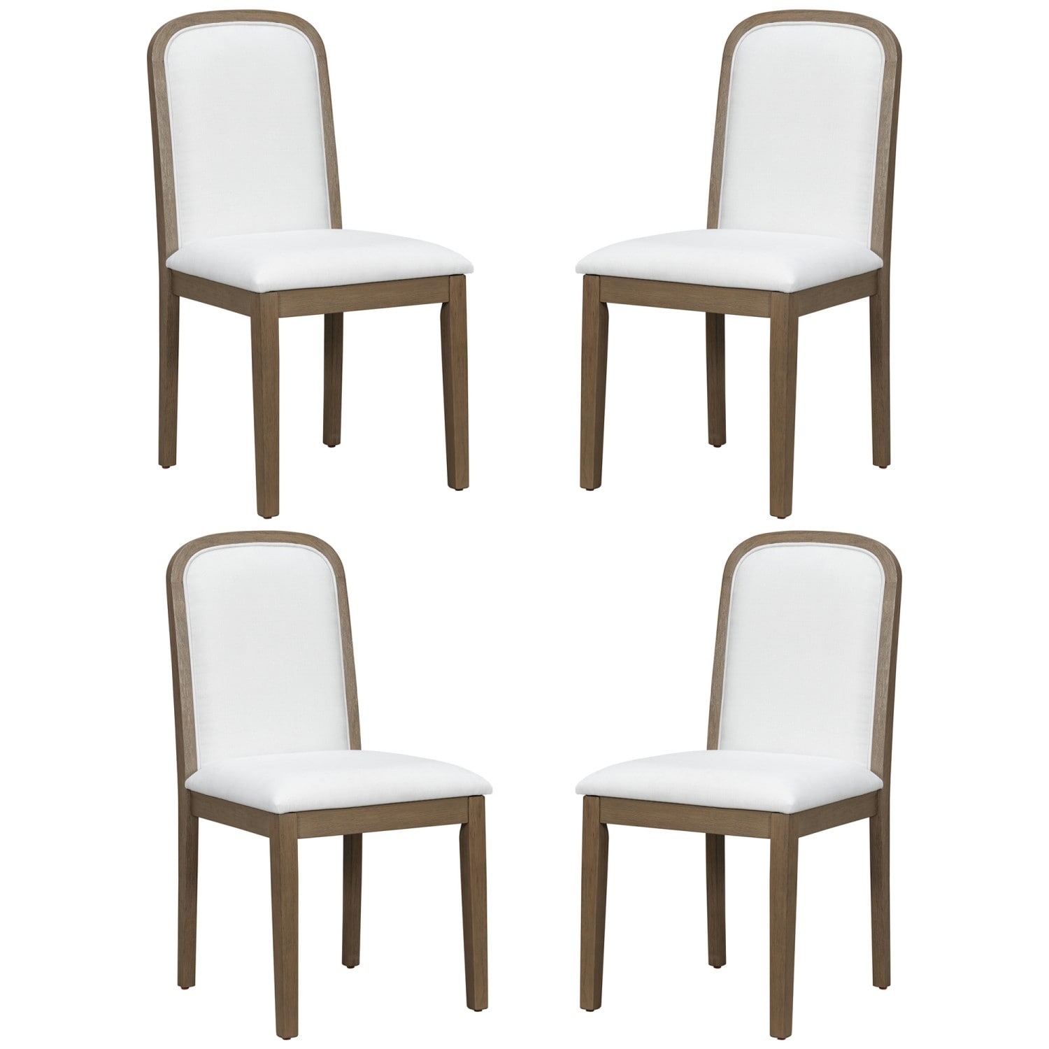 18.9" Vintage Linen Upholstered Dining Chairs, Set of 4