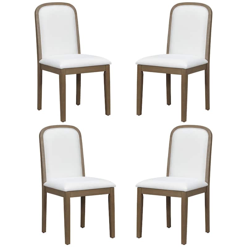 18.9" Vintage Linen Upholstered Dining Chairs, Set of 4 - Espresso