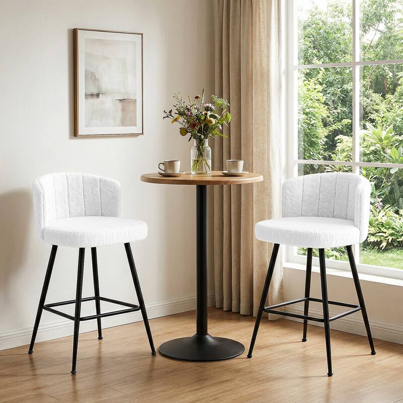 25.2" Upholstered Counter Height Barstools with Back, Modern Chairs Set for Kitchen Island