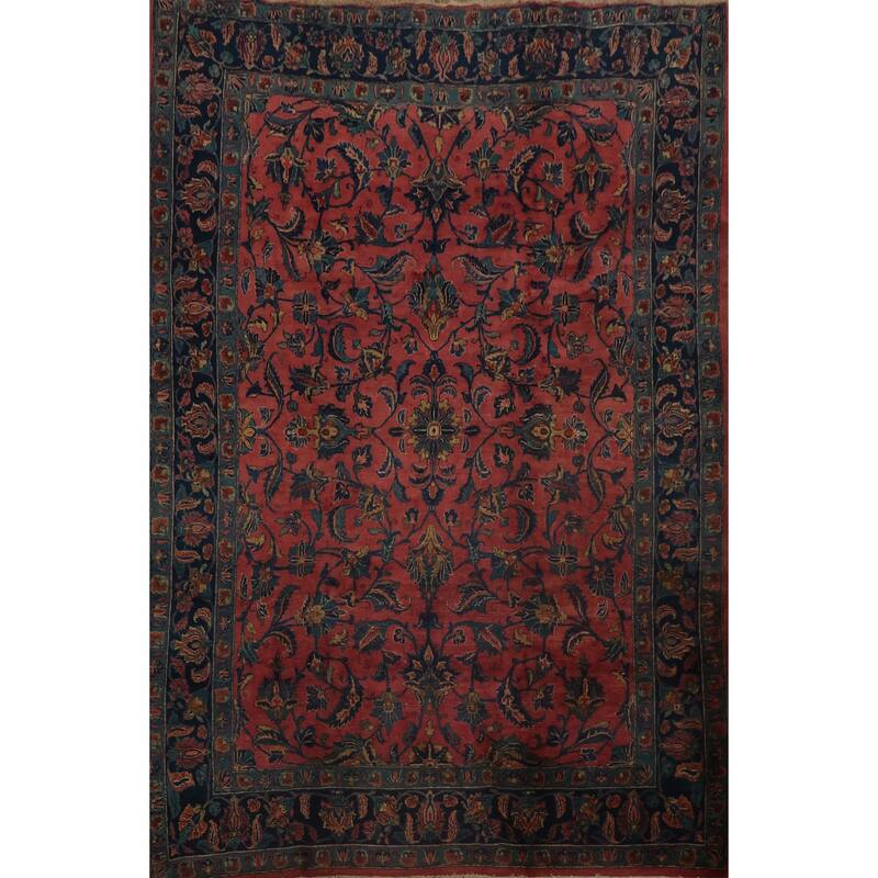 Hand Knotted Oriental 100% Wool Carpet Traditional Floral Pink Bidjar Area Rug - 9' 11'' X 7' 9''