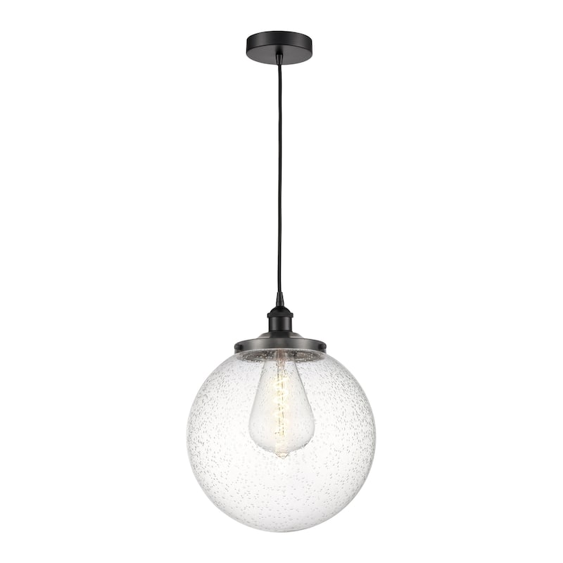 Innovations Lighting Beacon - 1 Light 14" Cord Hung Mini Pendant. - Seedy/Matte Black