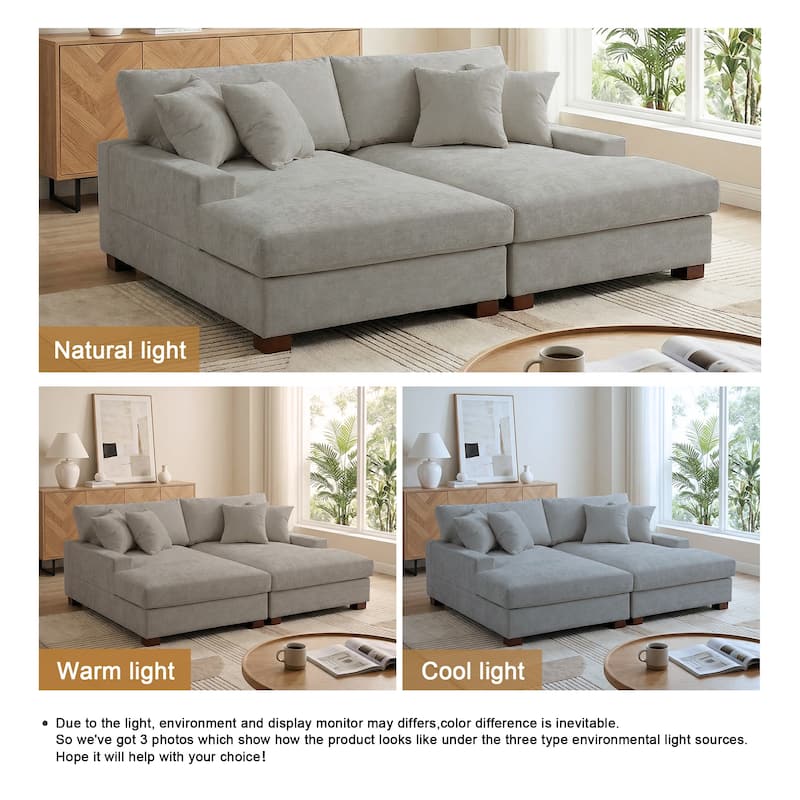 Modern Upholstered Chenille Modular Sectional Sofa with 2 Chaise