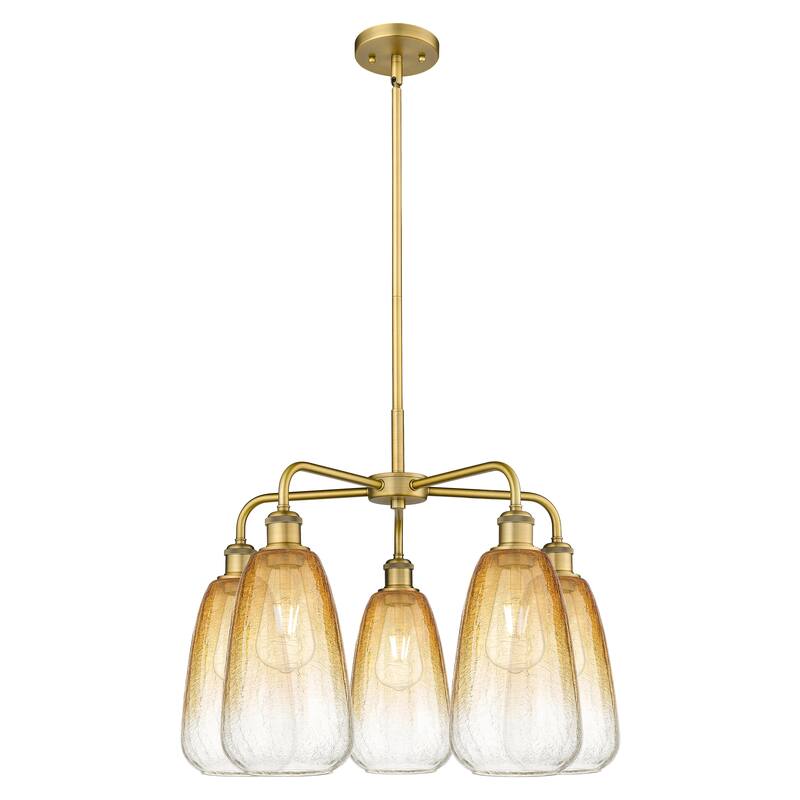 Innovations Lighting Endless Possibilities Ballston - Brookhaven Almond - 5 Light 25" Stem Hung Chandelier - Brushed Brass/Amber