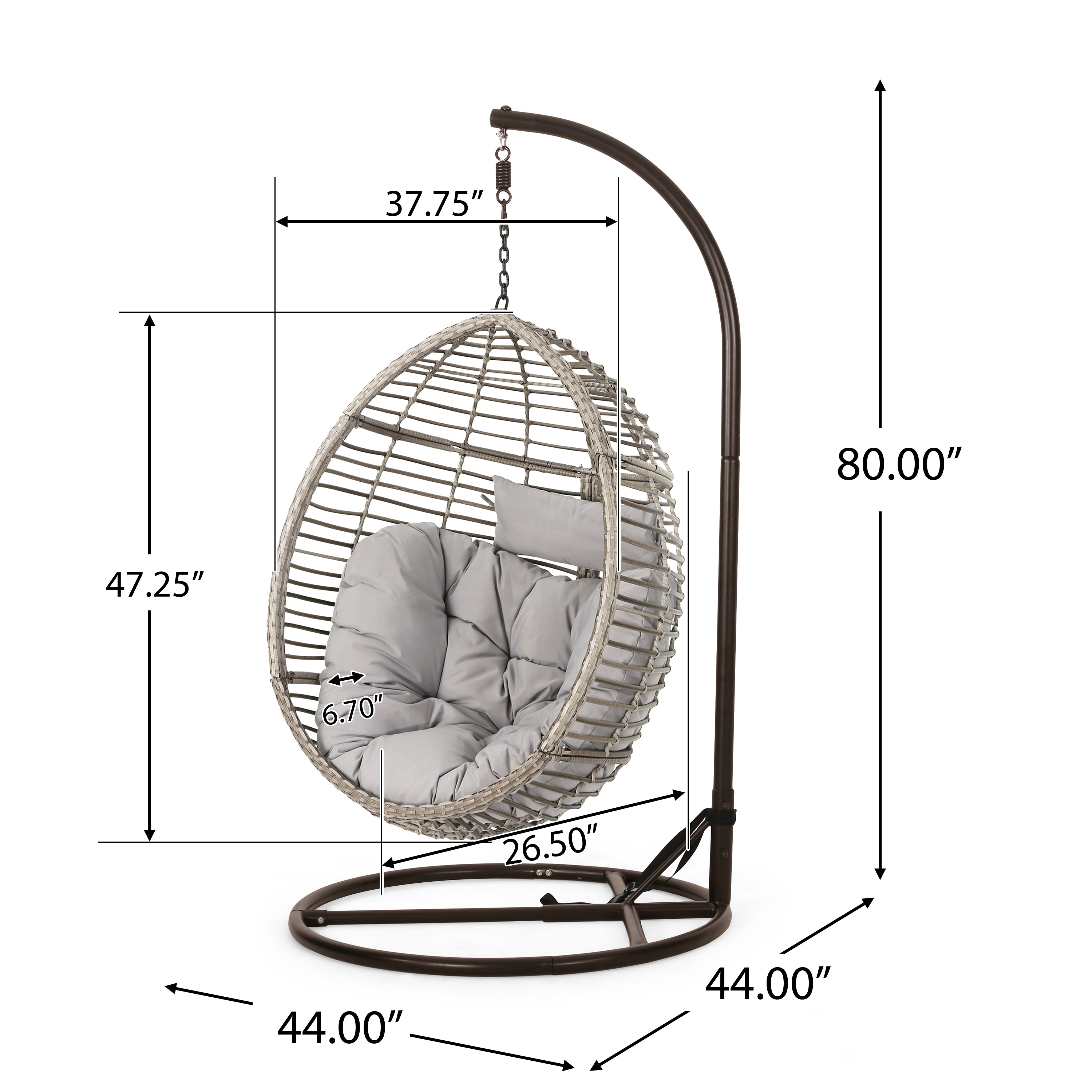 Layla outdoor wicker hanging basket chair with cushions by christopher knight home new arrivals
