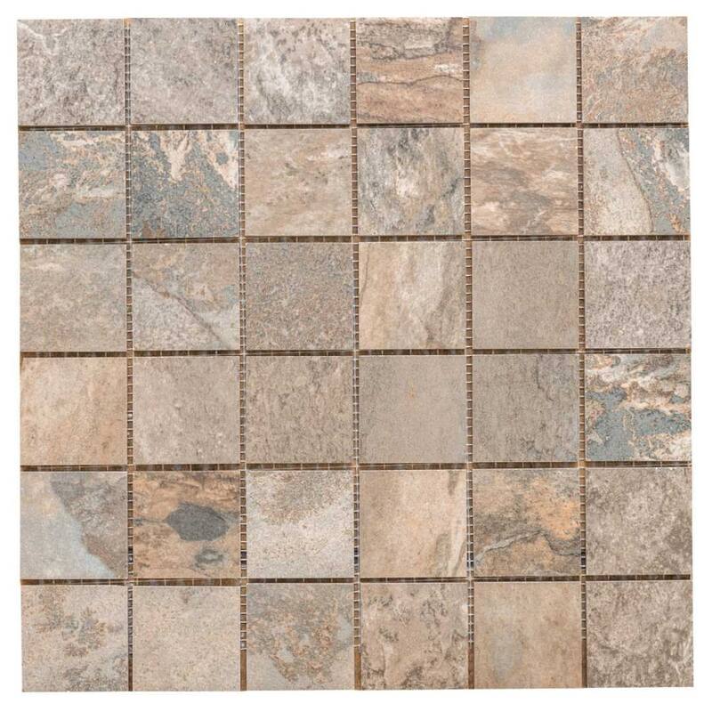 The Tile Life Wells Stone 2x2 Multi Brown Porcelain Floor & Wall Tile