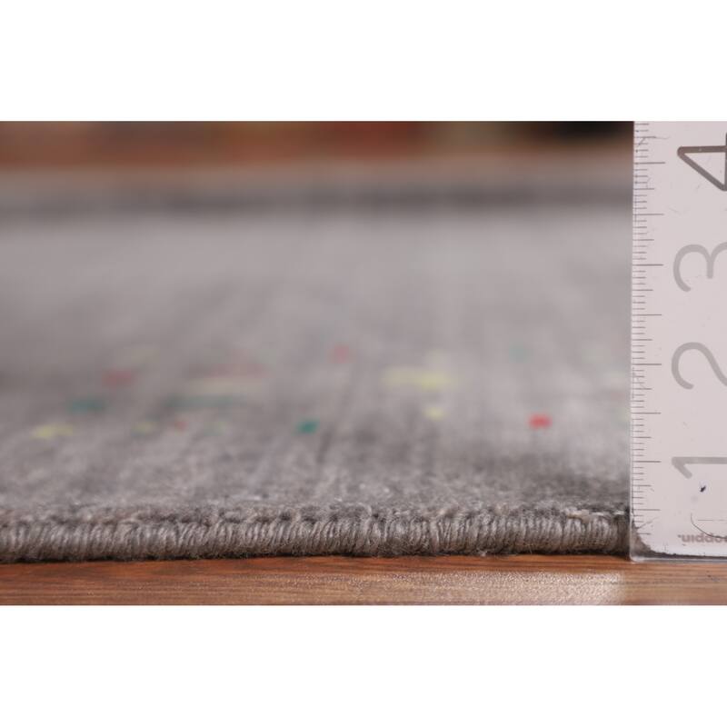 Silver Gray Tribal Gabbeh Indian Square Area Rug Handmade Silk Carpet - 7'10" X 7'10"