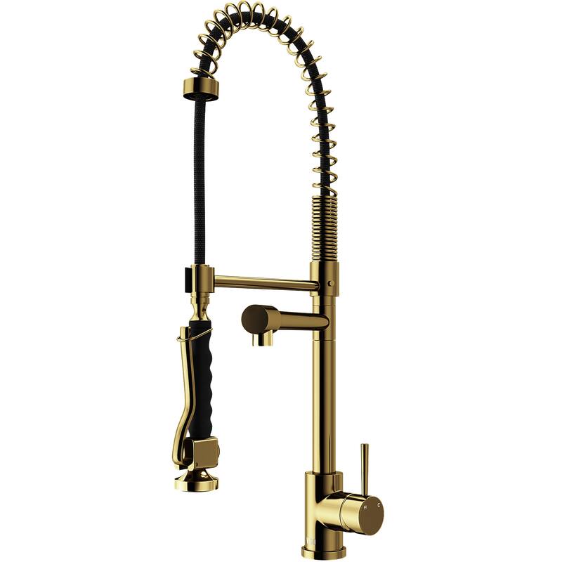 VIGO Zurich 27" H Single Handle Pull-Down Sprayer Kitchen Faucet - Without Extras - Matte Brushed Gold