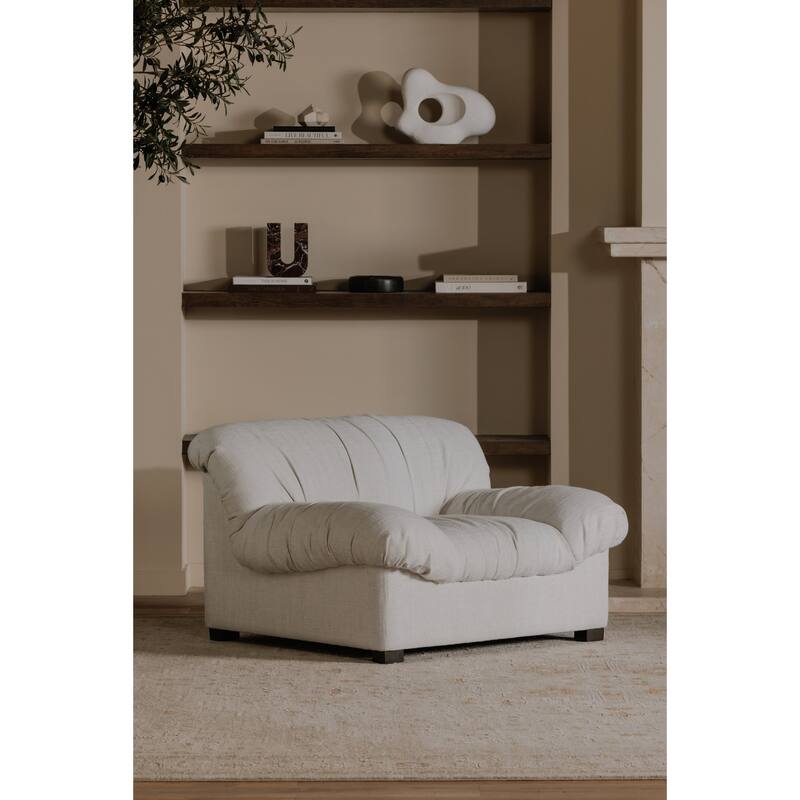 NADAAL STUDIOS Zarek Lounge Chair, Oversized Postmodern Design in Top Grain Leather, Tan