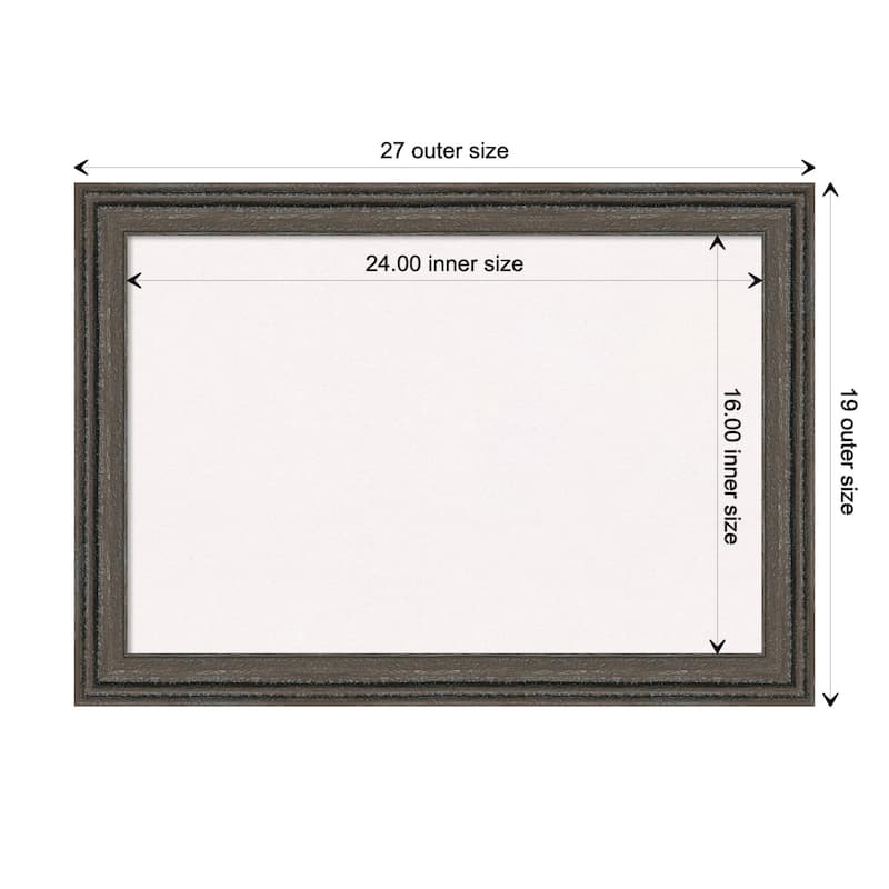 Upcycled Wood Framed White Corkboard Bulletin Board - Upcycled Brown Grey - Board Size 24x16