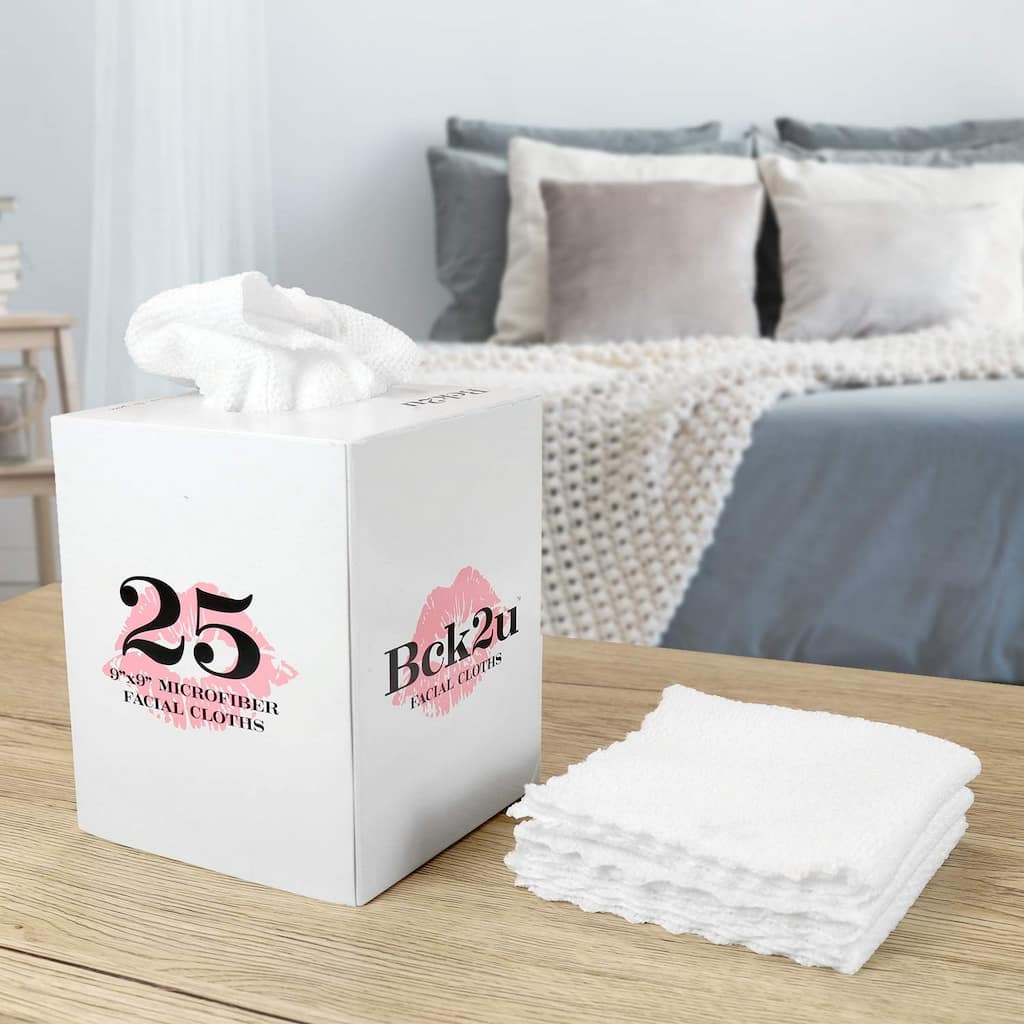 Arkwright Microfiber Cloth Tissue Box Of 25 Makeup Towels - 9X9