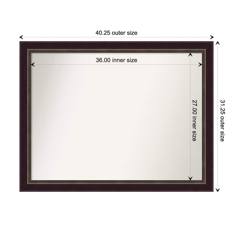 Signore Bronze Framed Non-Beveled Custom Wall Mirror, Bathroom Vanity Mirror - Outer Size: 40.25 x 31.25