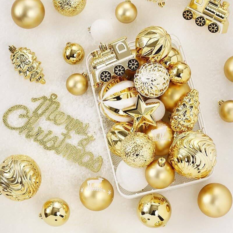 65 Pcs Christmas Decoration Ball Ornaments Set for Holiday Party Wedding - N/A