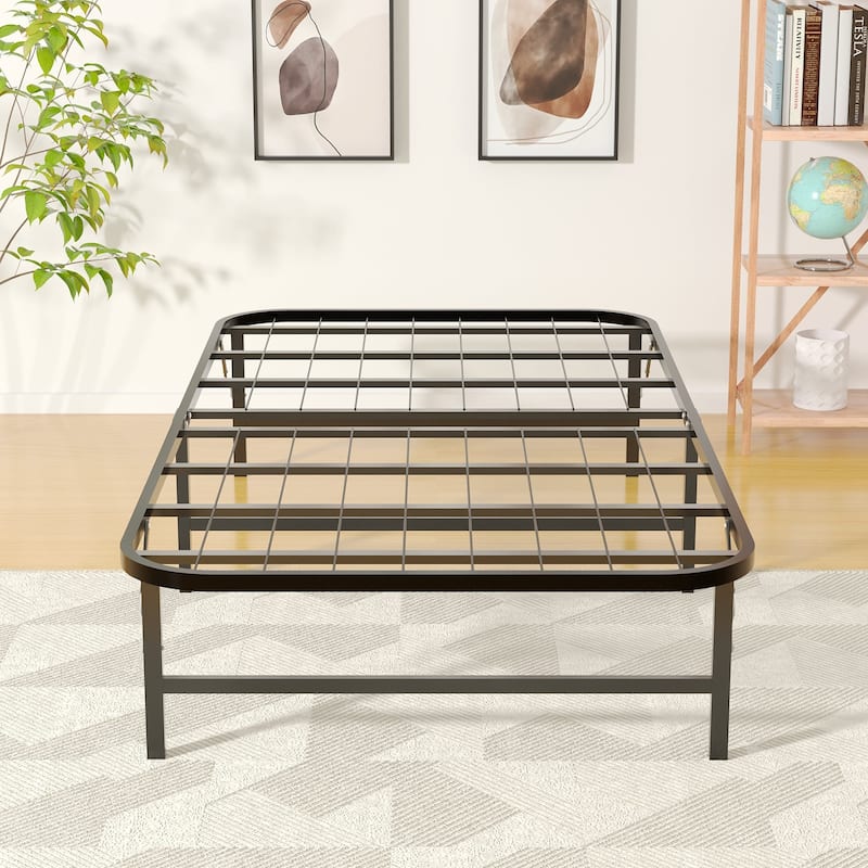 VECELO Foldable Metal Bed Frame, No Screws No Tools Folding Platform Bed, Twin, Full, Queen Size - Twin