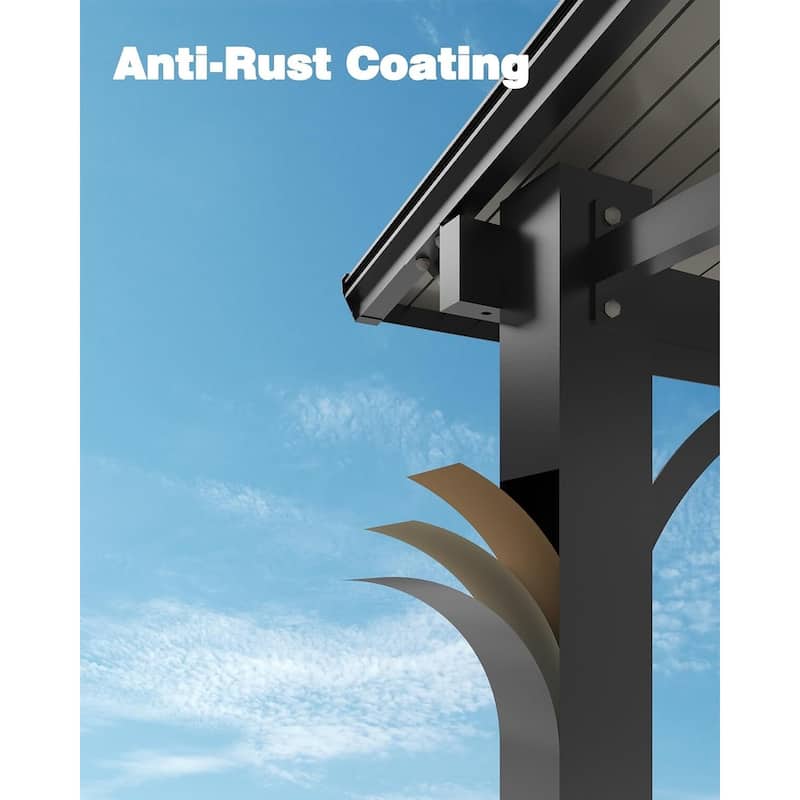 12x20 FT Wall Mounted Lean to Hardtop Gazebo Pergola for Porch, Decks, Backyard - 12X20 Ft