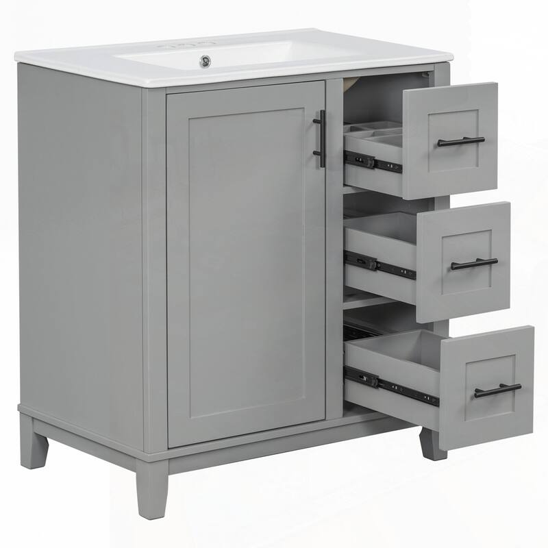 bathroom vanity with ceramic sink
