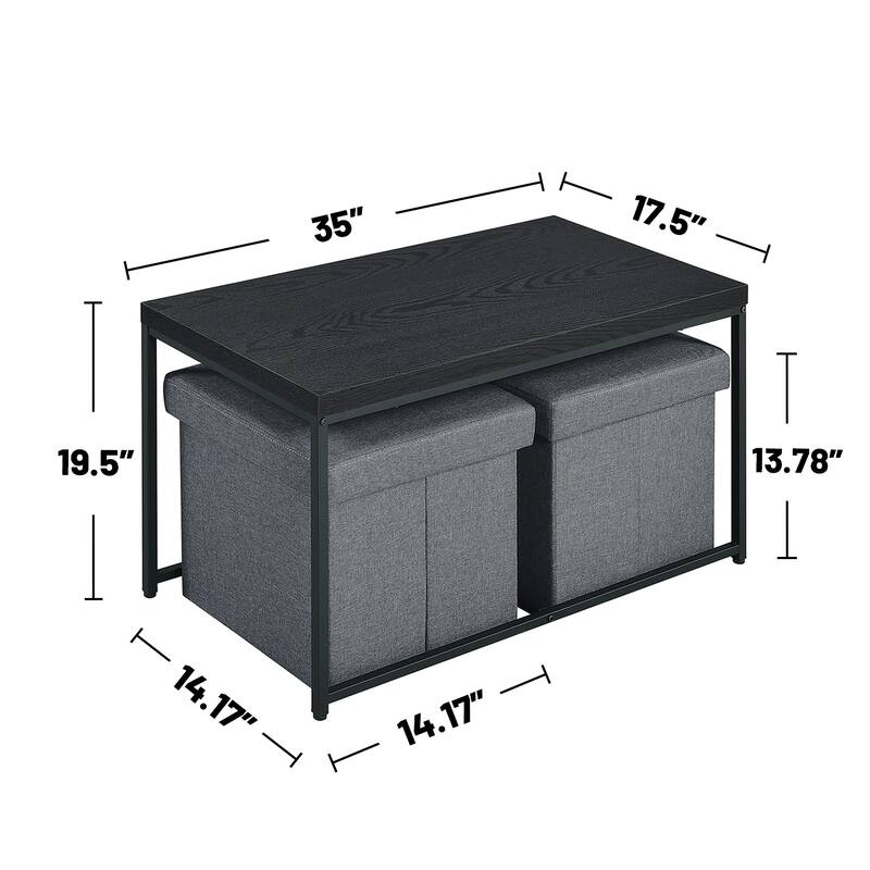 3 Piece Rectangle Coffee Table Set with Metal Base
