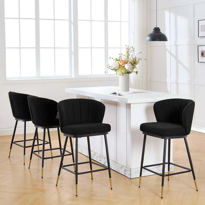 26" Boucle Fabric Counter Height Bar Stools, Set of 2/3/4 - 35.83"H x 22"W x 20.28"D