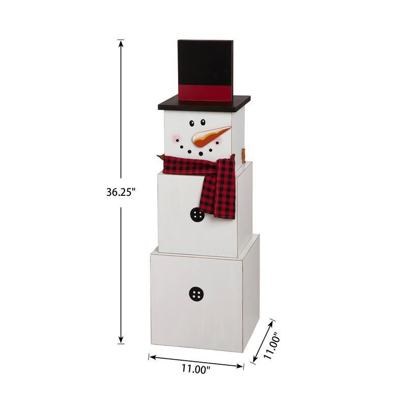 Glitzhome 36"H Wooden Double-Sided Snowman/Scarecrow Porch Decor - Multi-Color