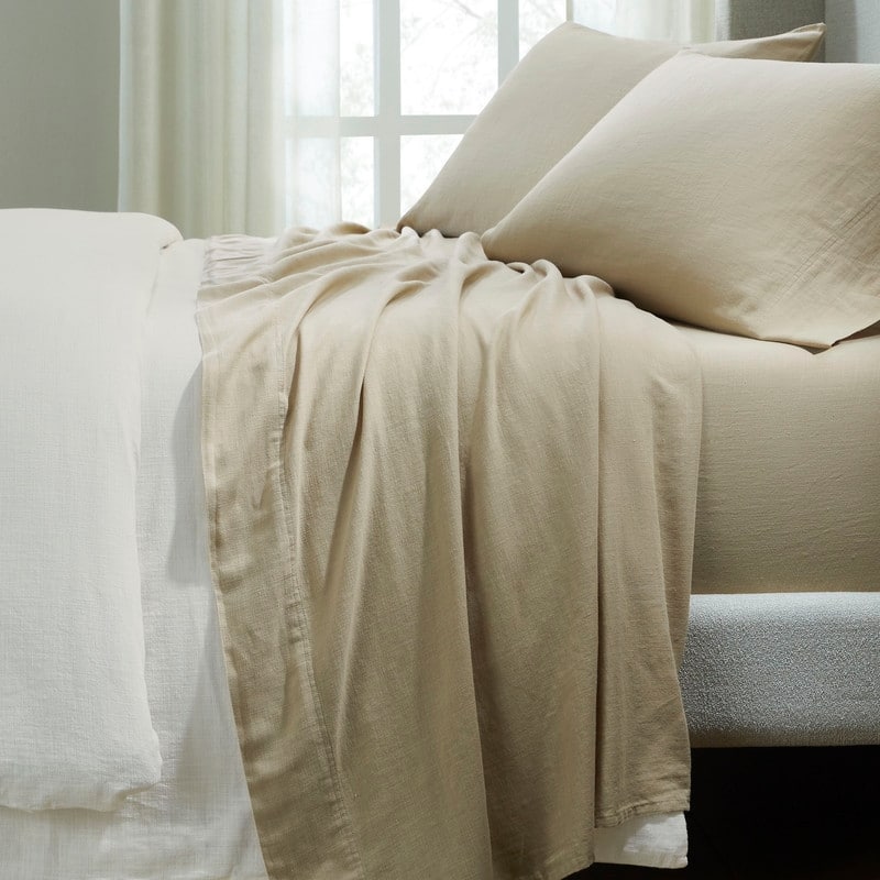 Superior Chloe 100% Cotton Percale Linen Texture Sheet Set