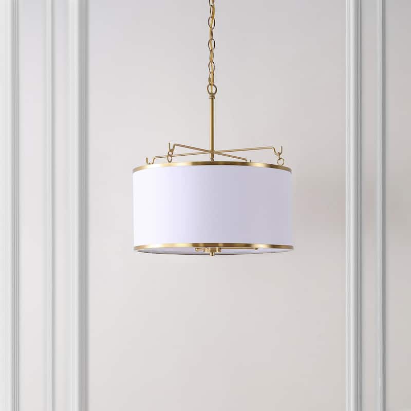 SAFAVIEH Lighting Magdalini 3 Light 18" Pendant - 18" x 18" x 23-82" - withD/H - Brass/White - 18Wx18Dx82H