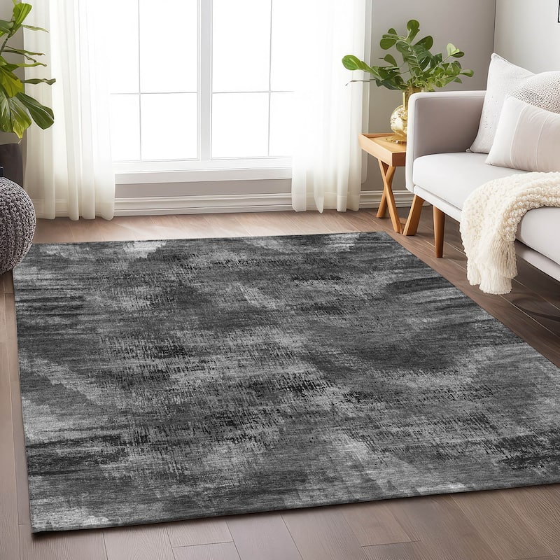 Premium Washable Super Soft Brushstrokes Modern V Mayfield Rug