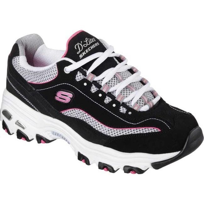 white and pink skechers