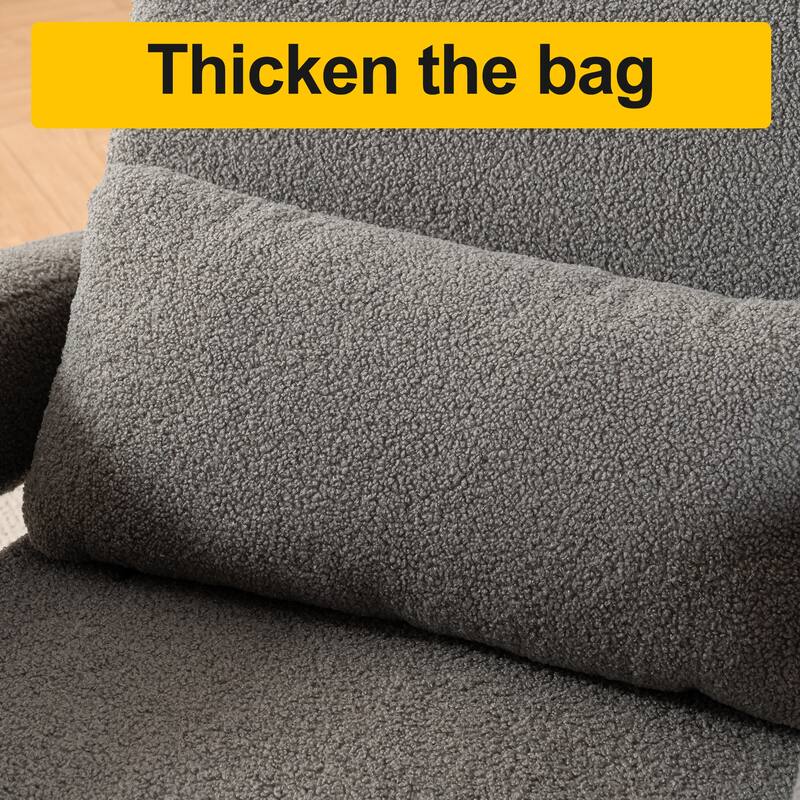 Modern Sturdy Lounge Chair Teddy Fabric Armchair with Curved Arms